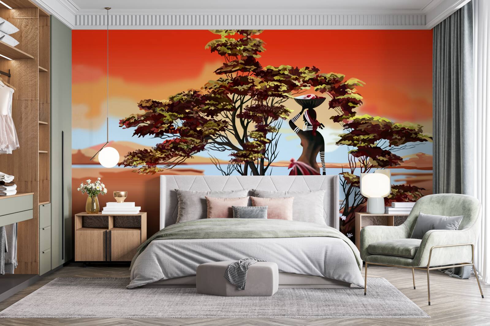 Papier peint femme dans une oasis en afrique
