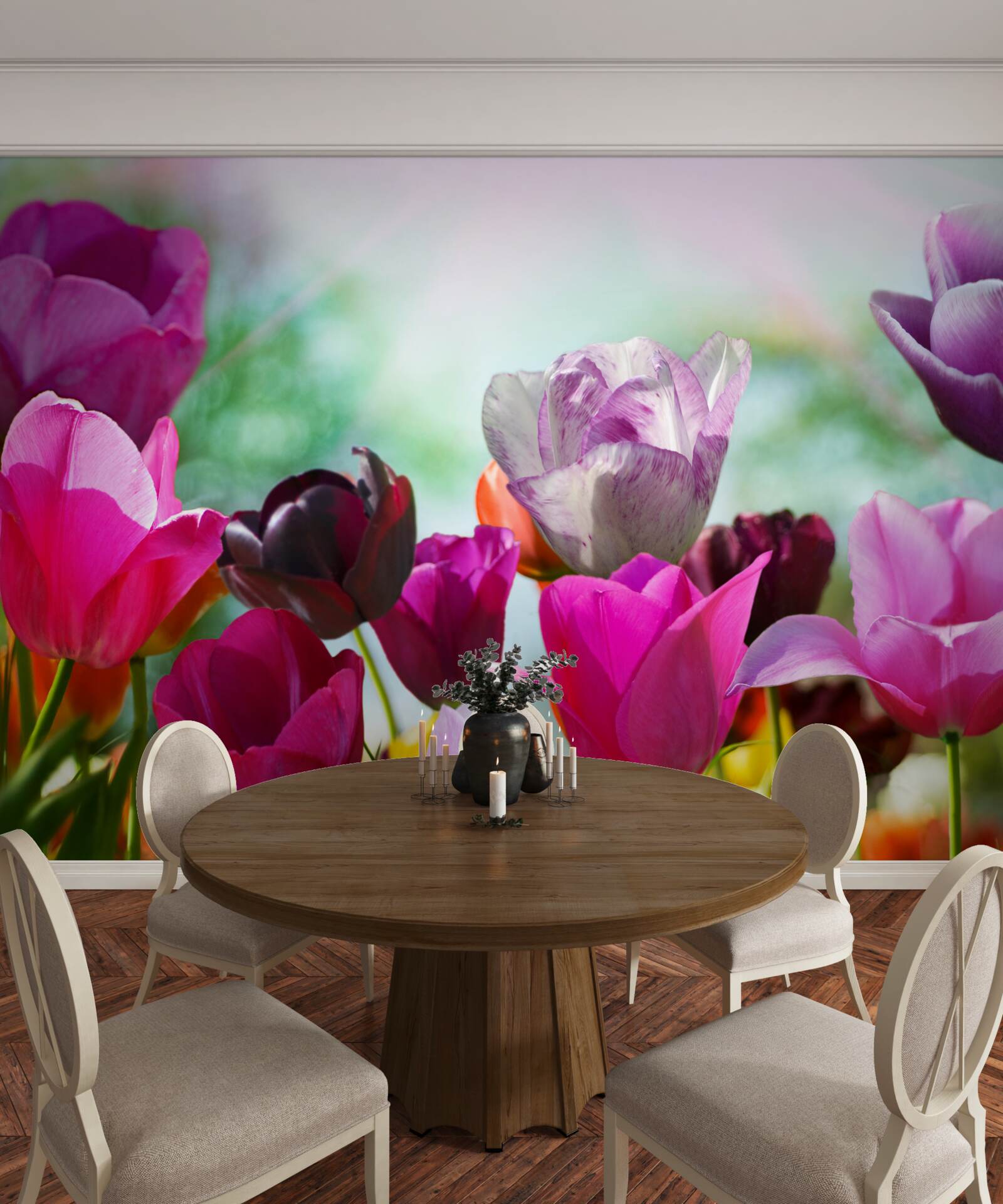Papier peint tulipes de différentes couleurs