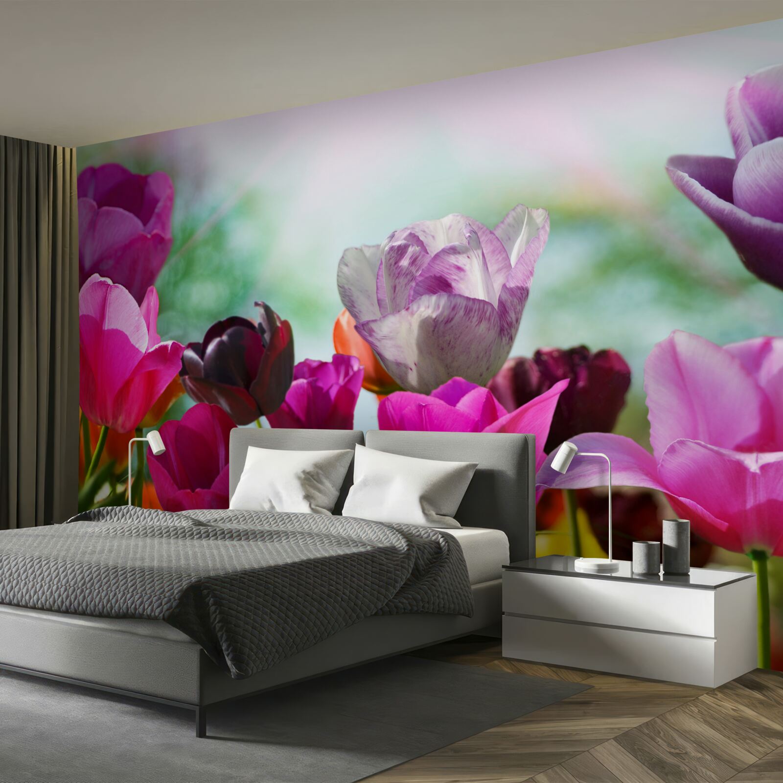 Papier peint tulipes de différentes couleurs
