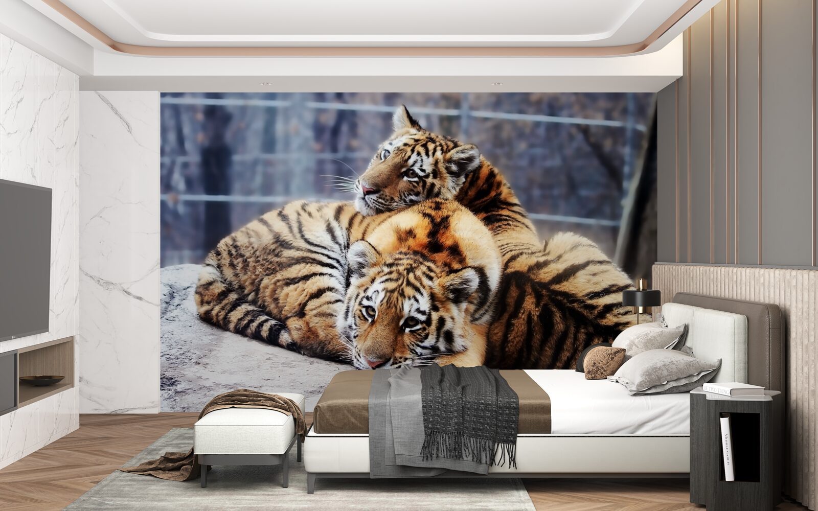 Papier peint Les tigres endormis ont de la beauté