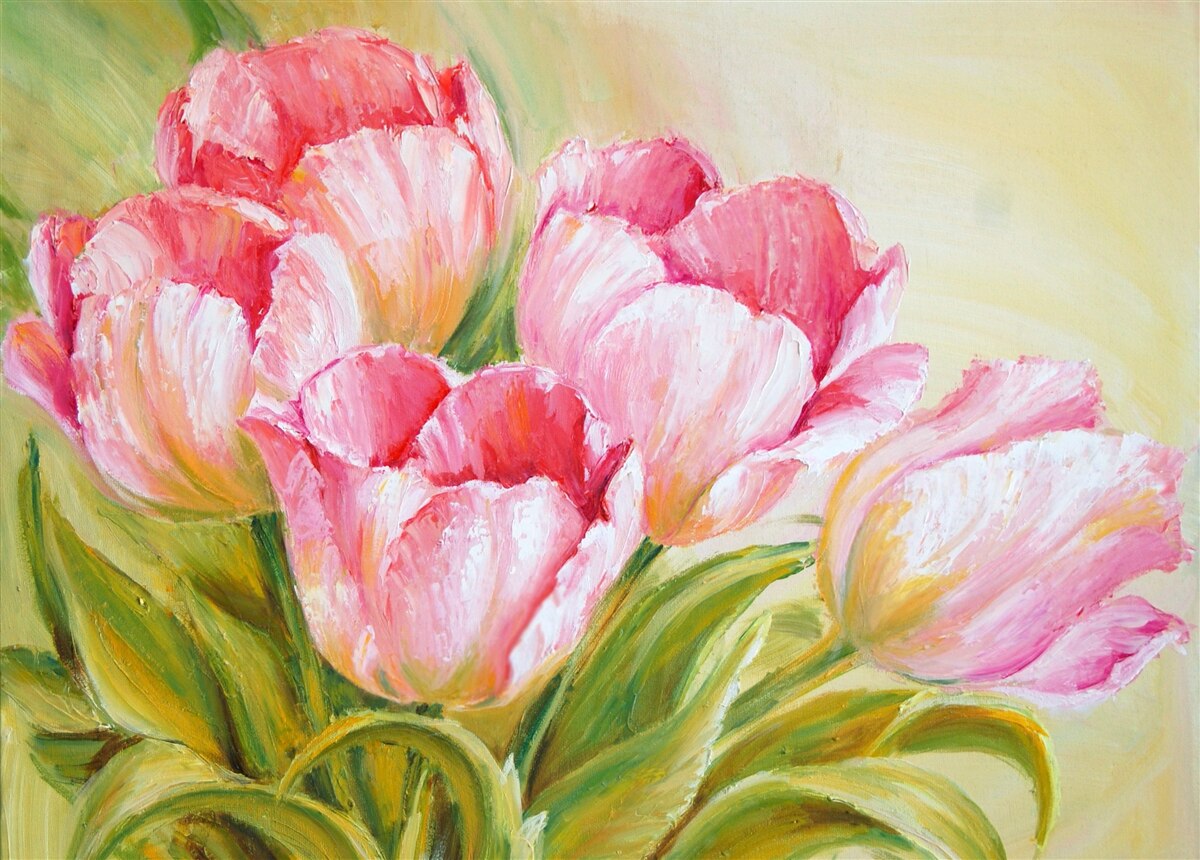 Papier peint tulipes en rose