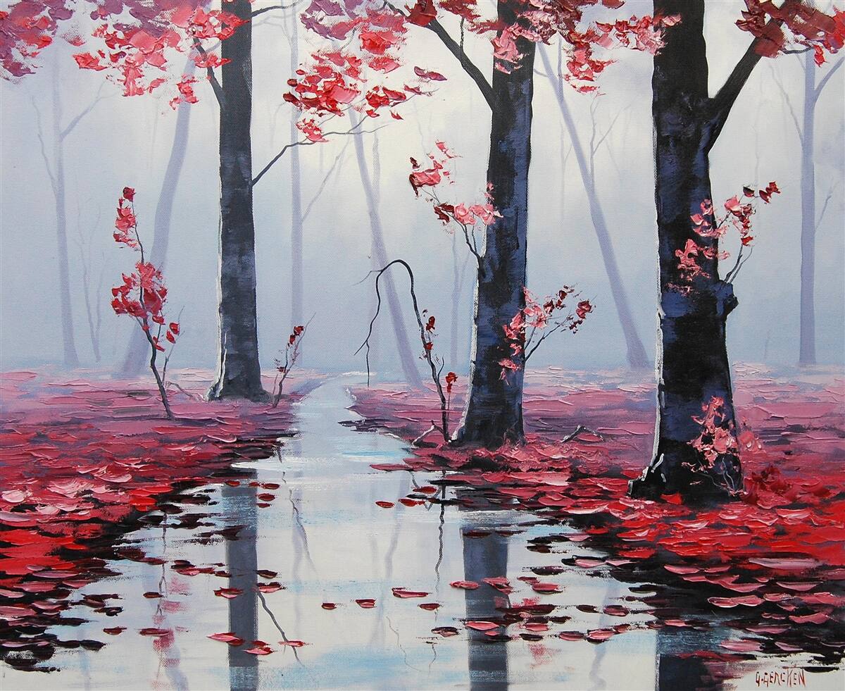 Papier peint reflet des feuilles d'automne dans l'eau