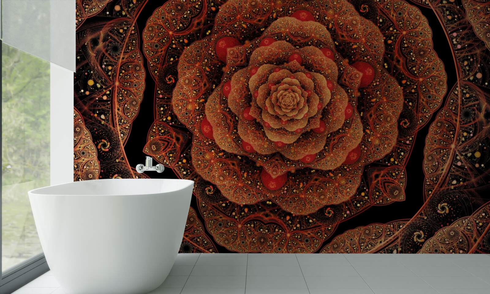Papier peint une fractale brune dont la forme ressemble à une pivoine
