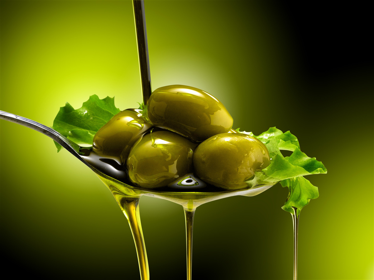 Papier peint olives vertes à la cuillère