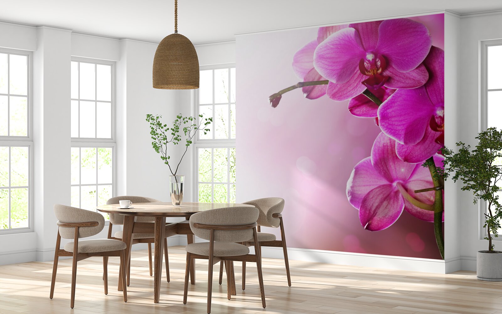 Papier peint orchidées et bourgeon de lilas