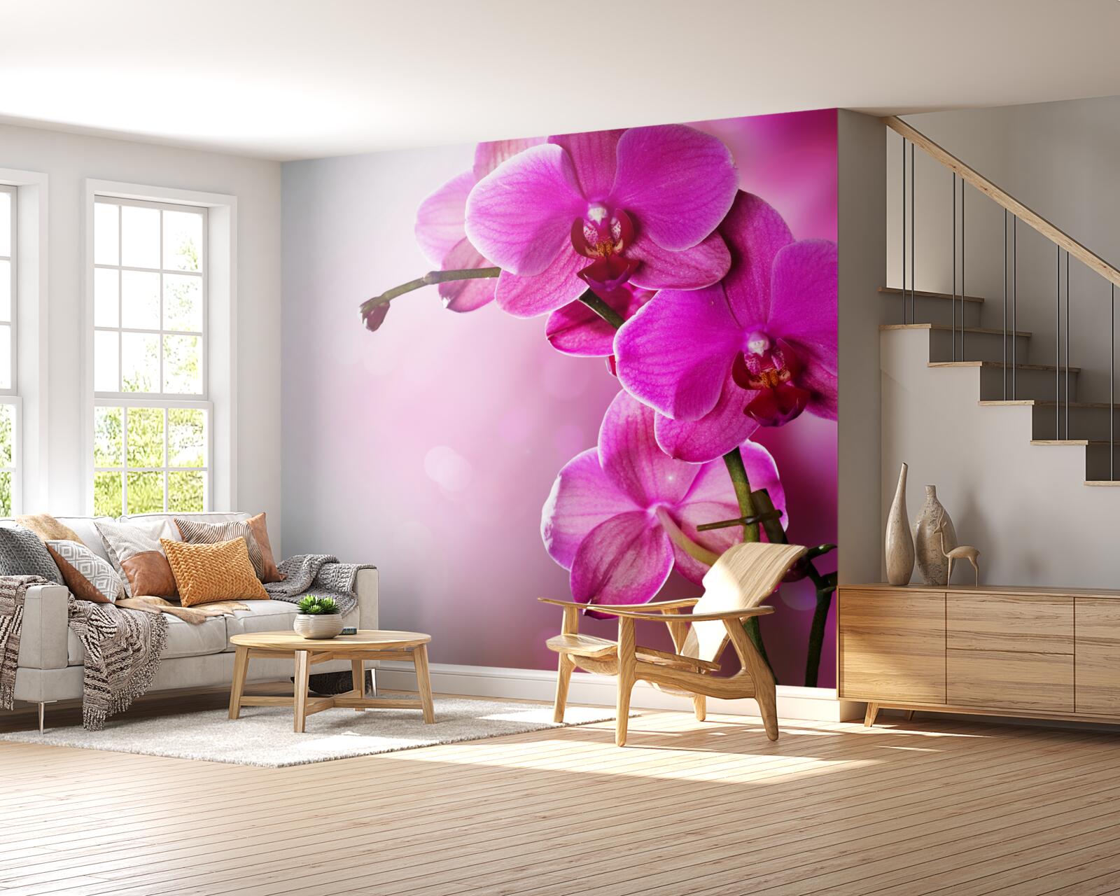 Papier peint orchidées et bourgeon de lilas