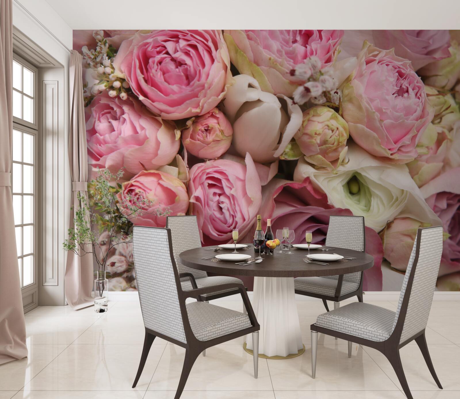 Papier peint un bouquet de fleurs délicat avec une touche de romantisme