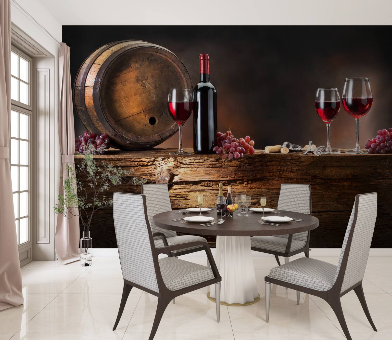 Papier peint tonneaux de vin