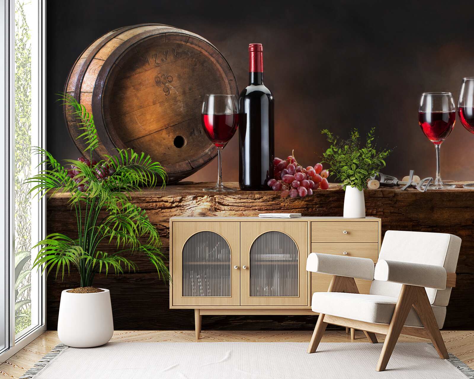 Papier peint tonneaux de vin