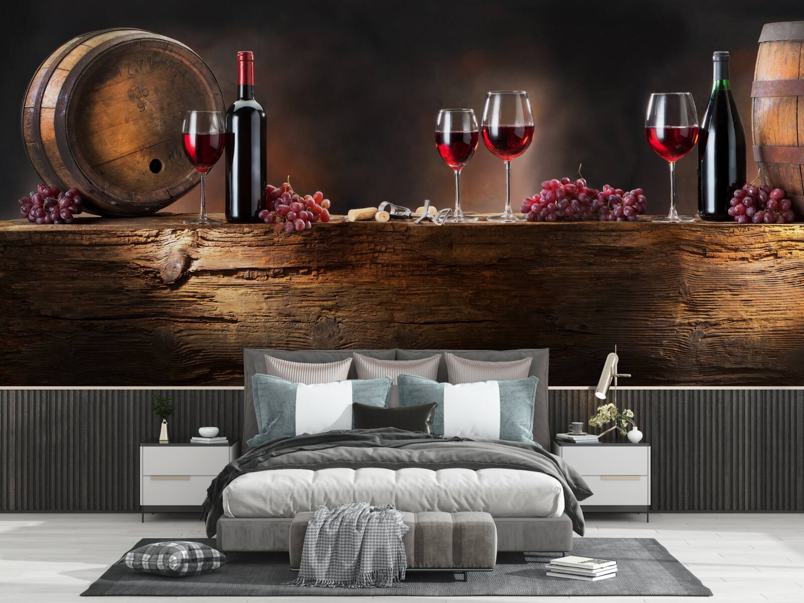 Papier peint tonneaux de vin