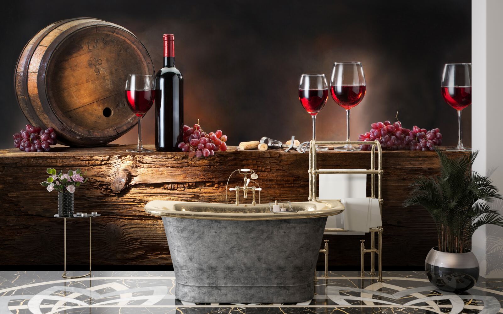 Papier peint tonneaux de vin