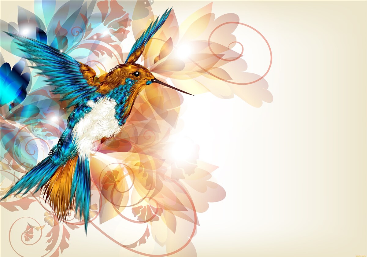 Papier peint colibri bleu immatériel