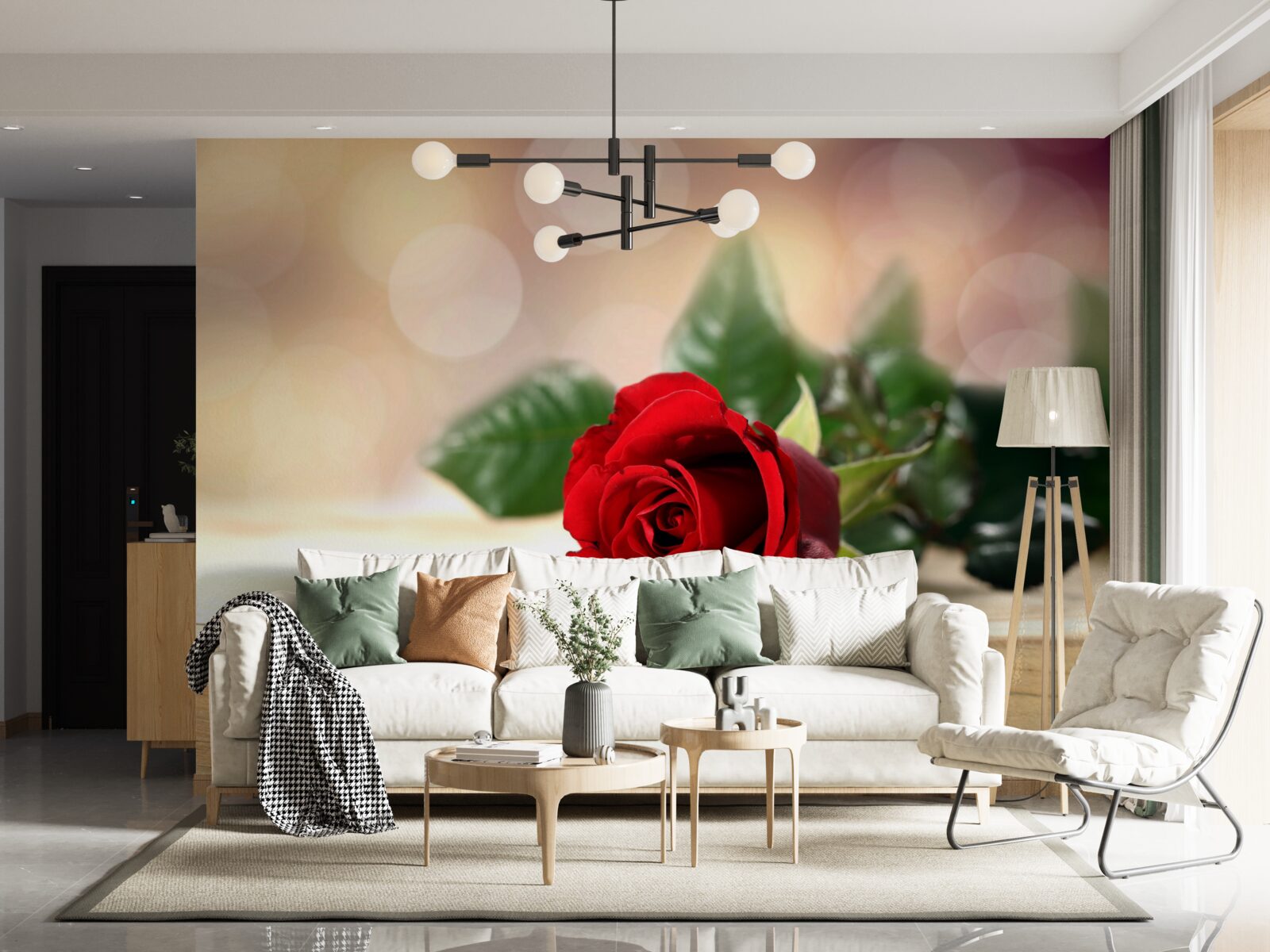 Papier peint rose simple avec une délicate nuance écarlate