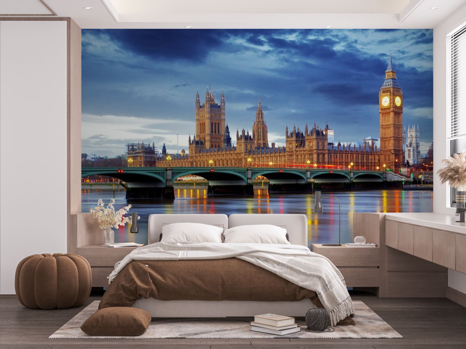 Papier peint reflet du parlement britannique dans l'eau de la rivière