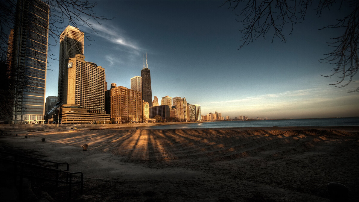 Papier peint crépuscule de la ville de chicago