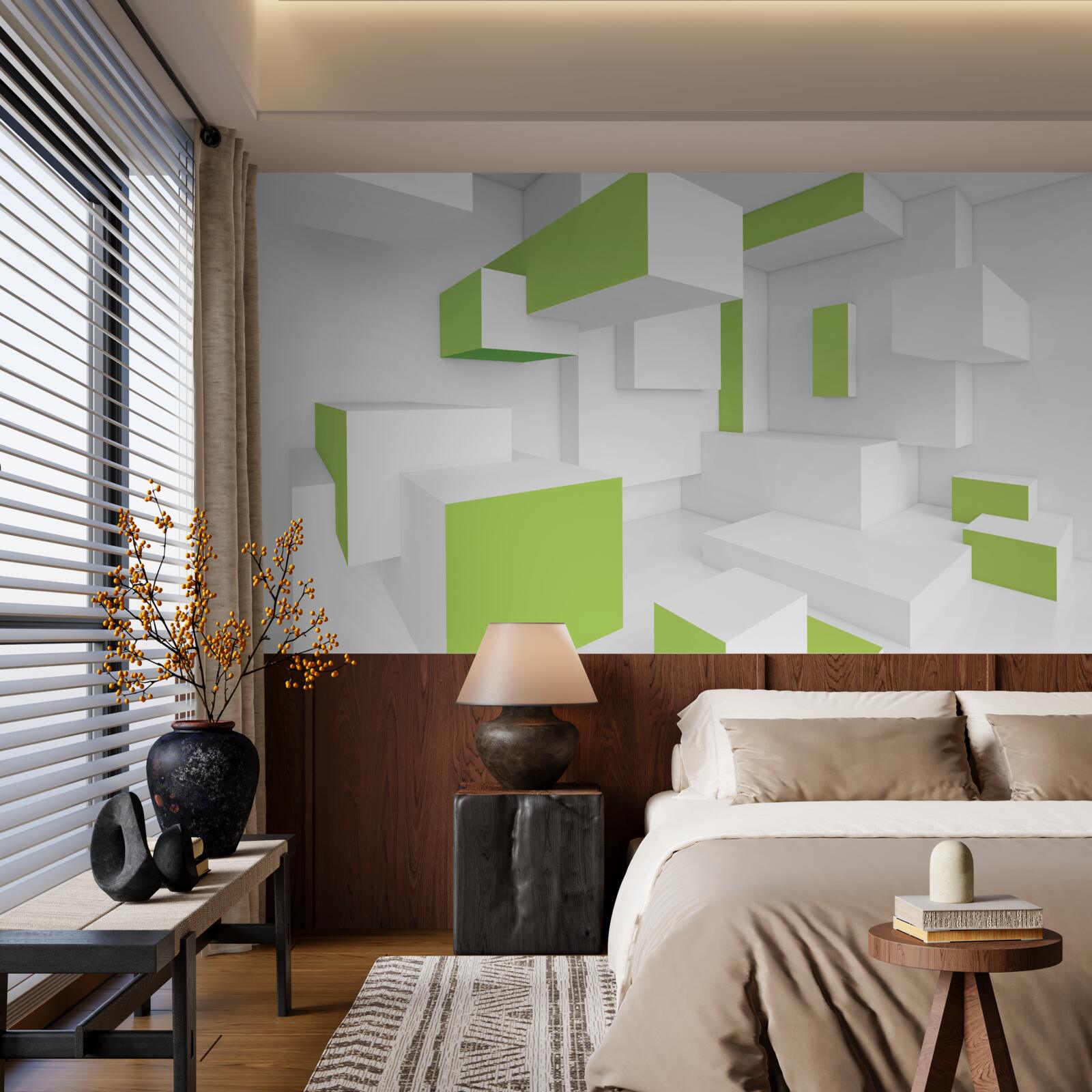Papier peint structures rectangulaires avec bardage vert clair