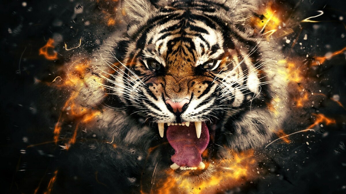 Papier peint le grand rugissement du tigre