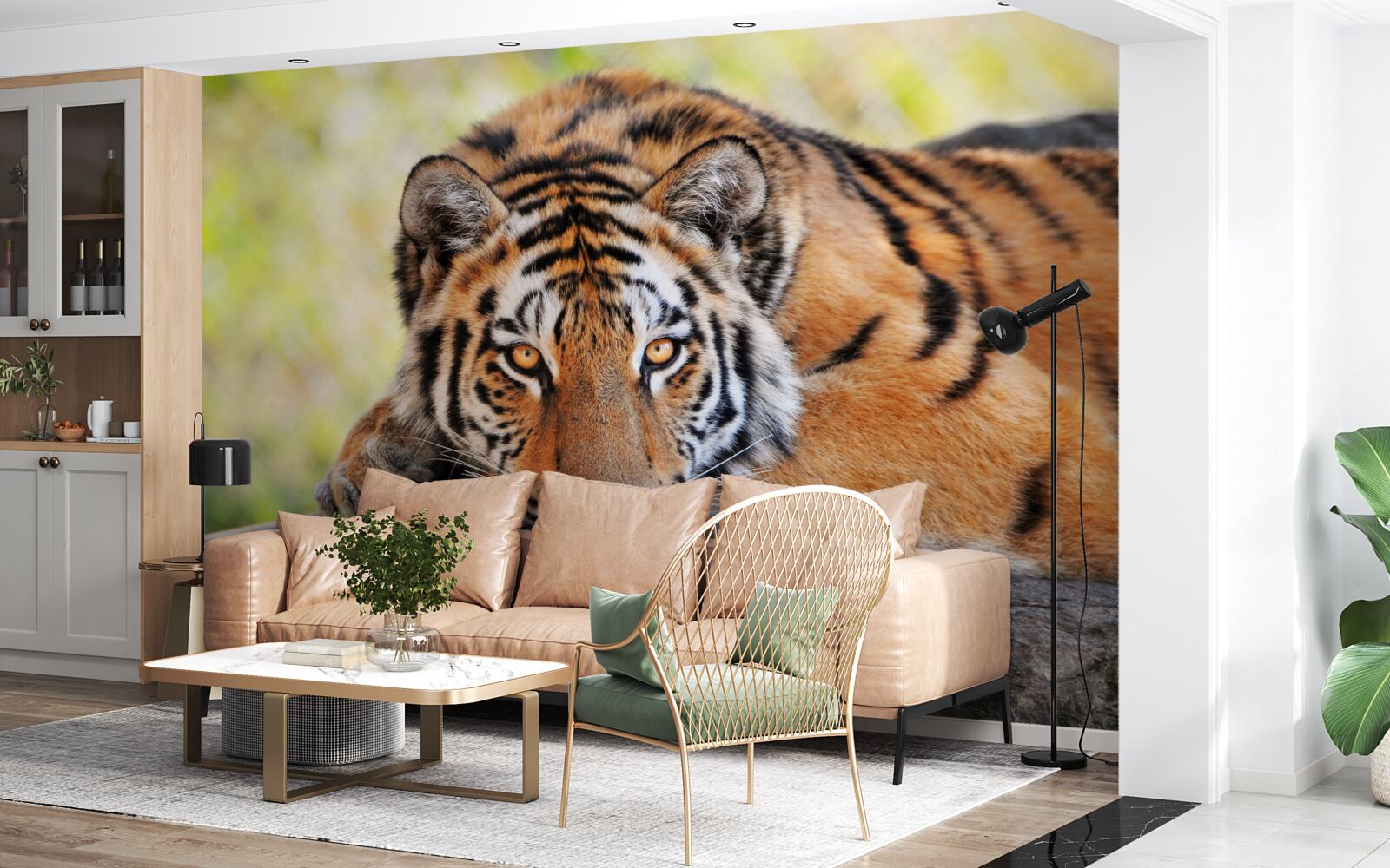 Papier peint tigre prédateur pris en embuscade