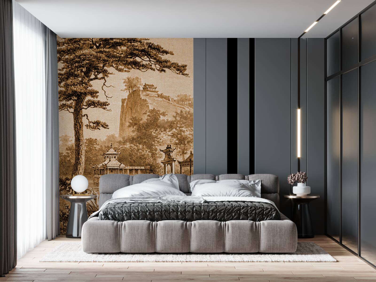 Papier peint jardin chinois luxuriant