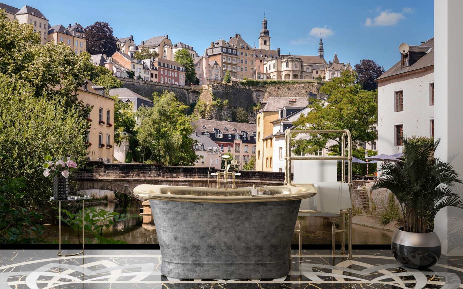 Papier peint pont de la rivière luxembourg
