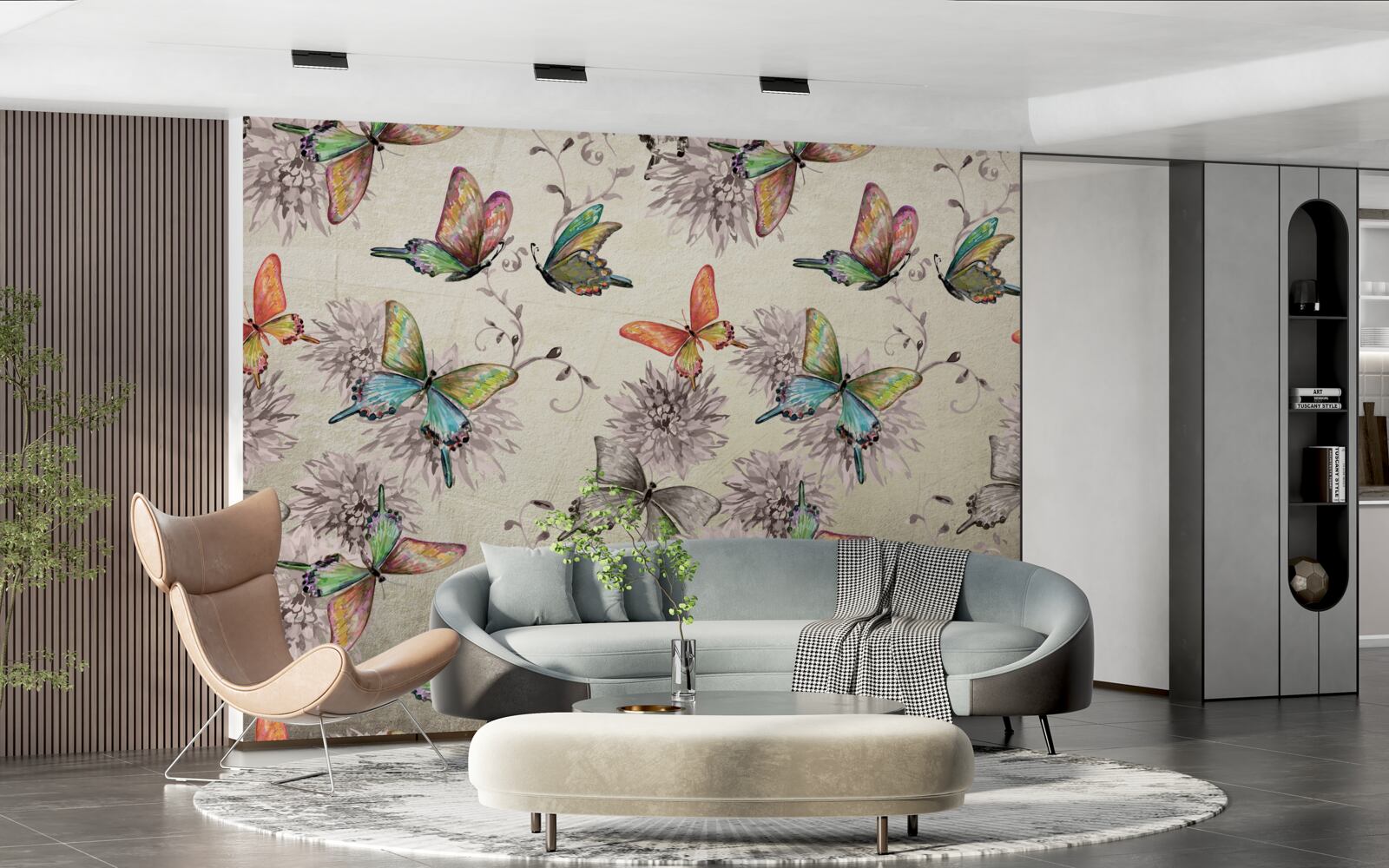 Papier peint il y a beaucoup de papillons, tous de couleurs différentes