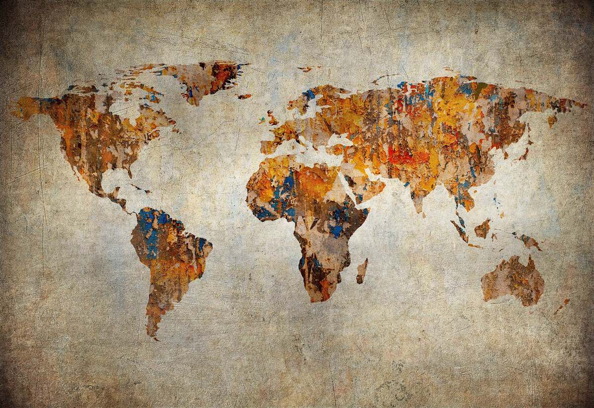 Papier peint une toile représentant le monde en style grunge