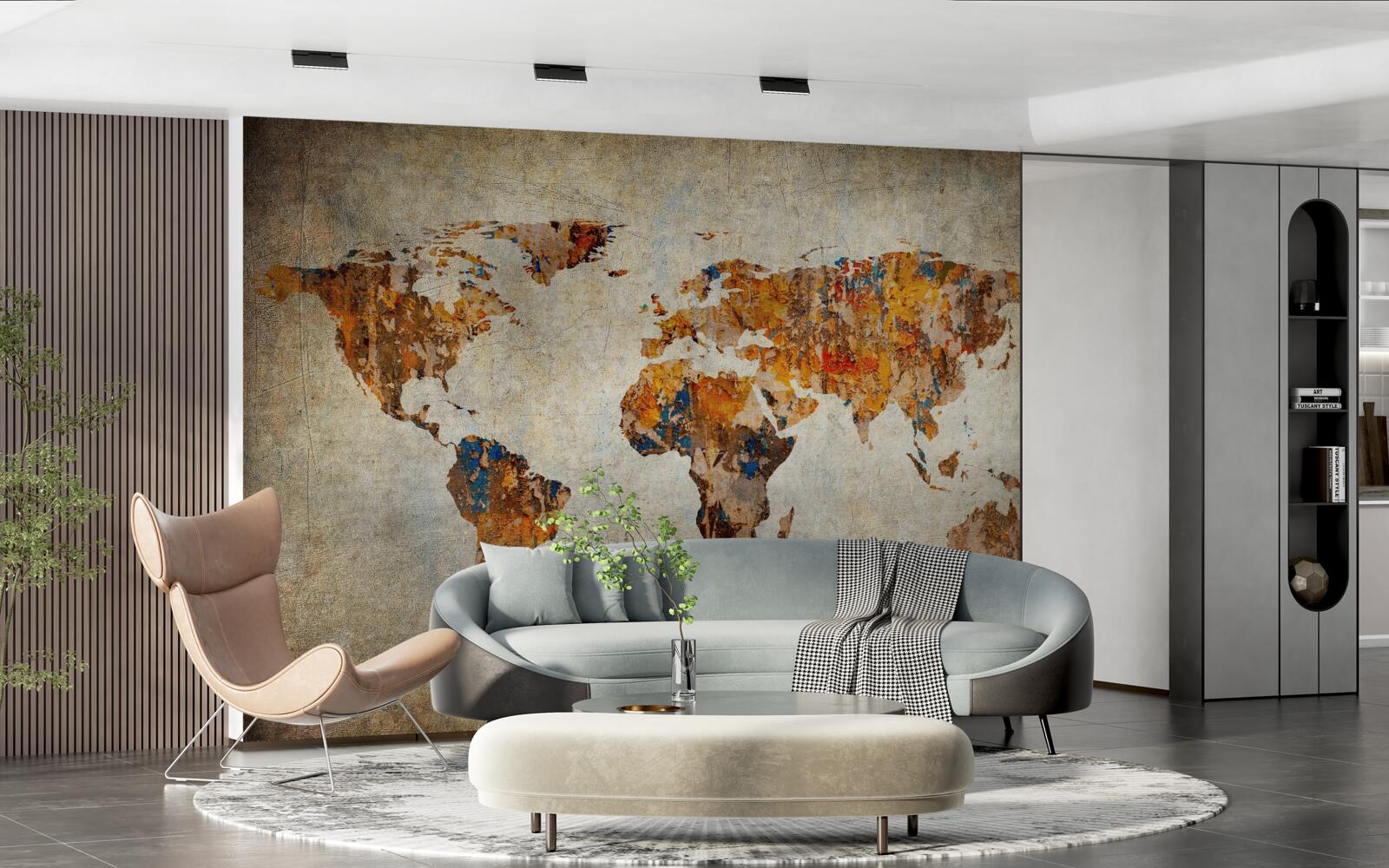 Papier peint une toile représentant le monde en style grunge