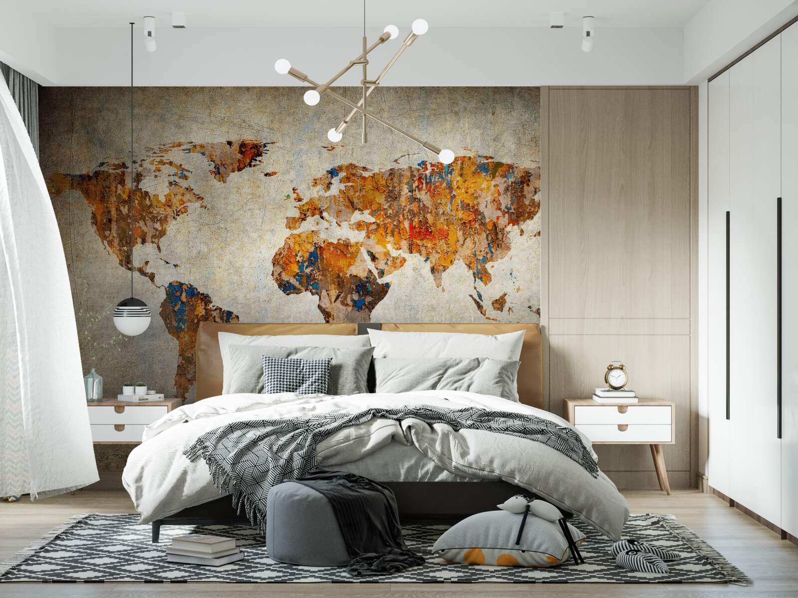 Papier peint une toile représentant le monde en style grunge