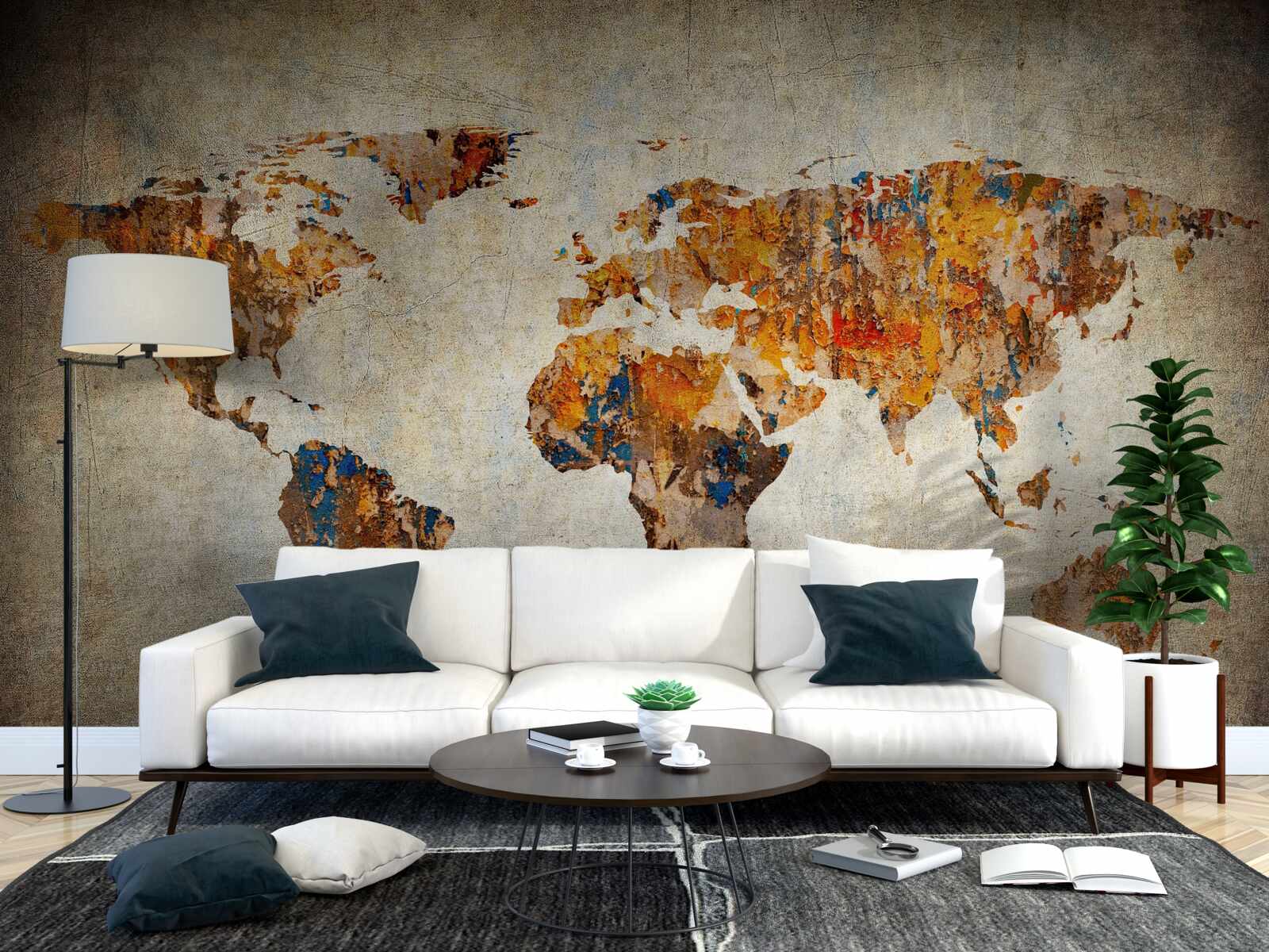 Papier peint une toile représentant le monde en style grunge
