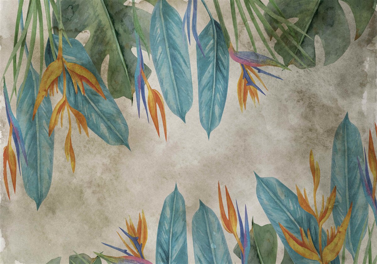 Papier peint feuilles tropicales d'aspect inhabituel