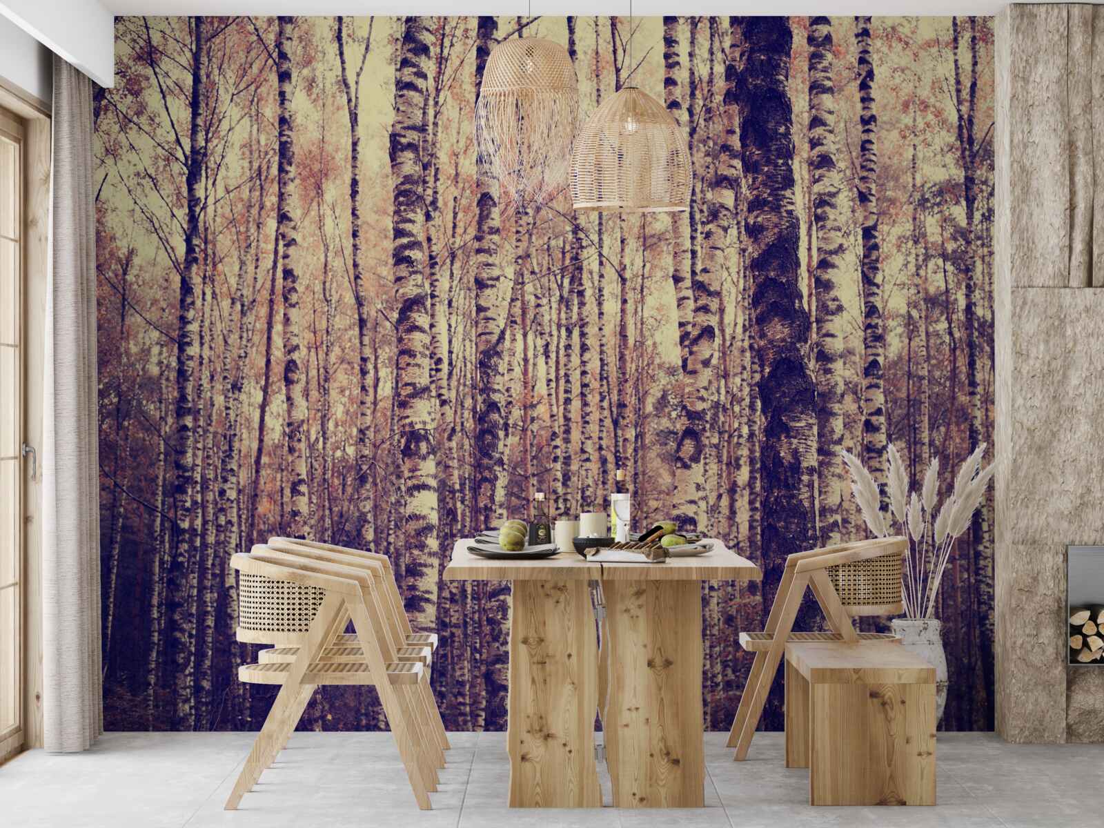 Papier peint élégant birch grove