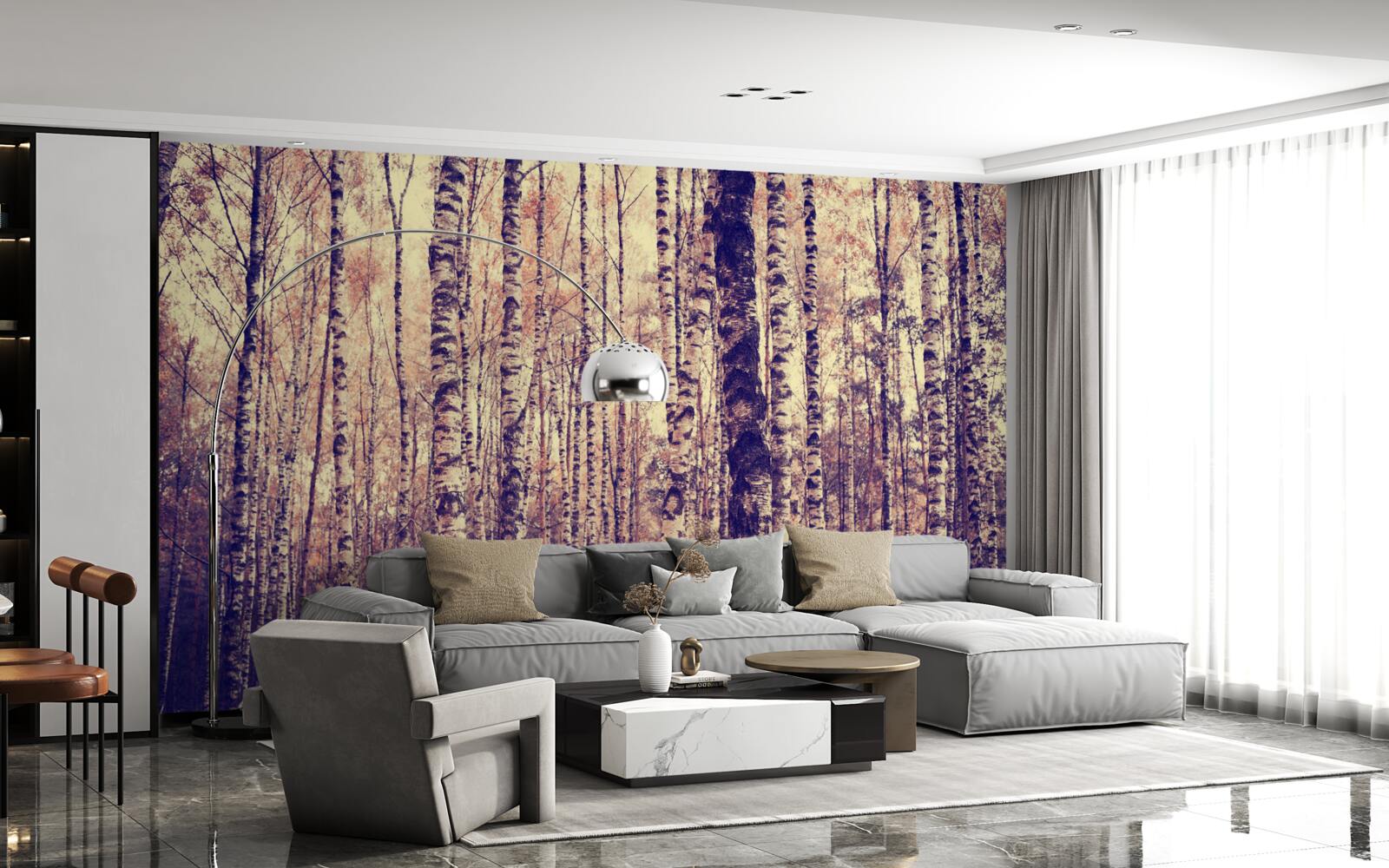 Papier peint élégant birch grove