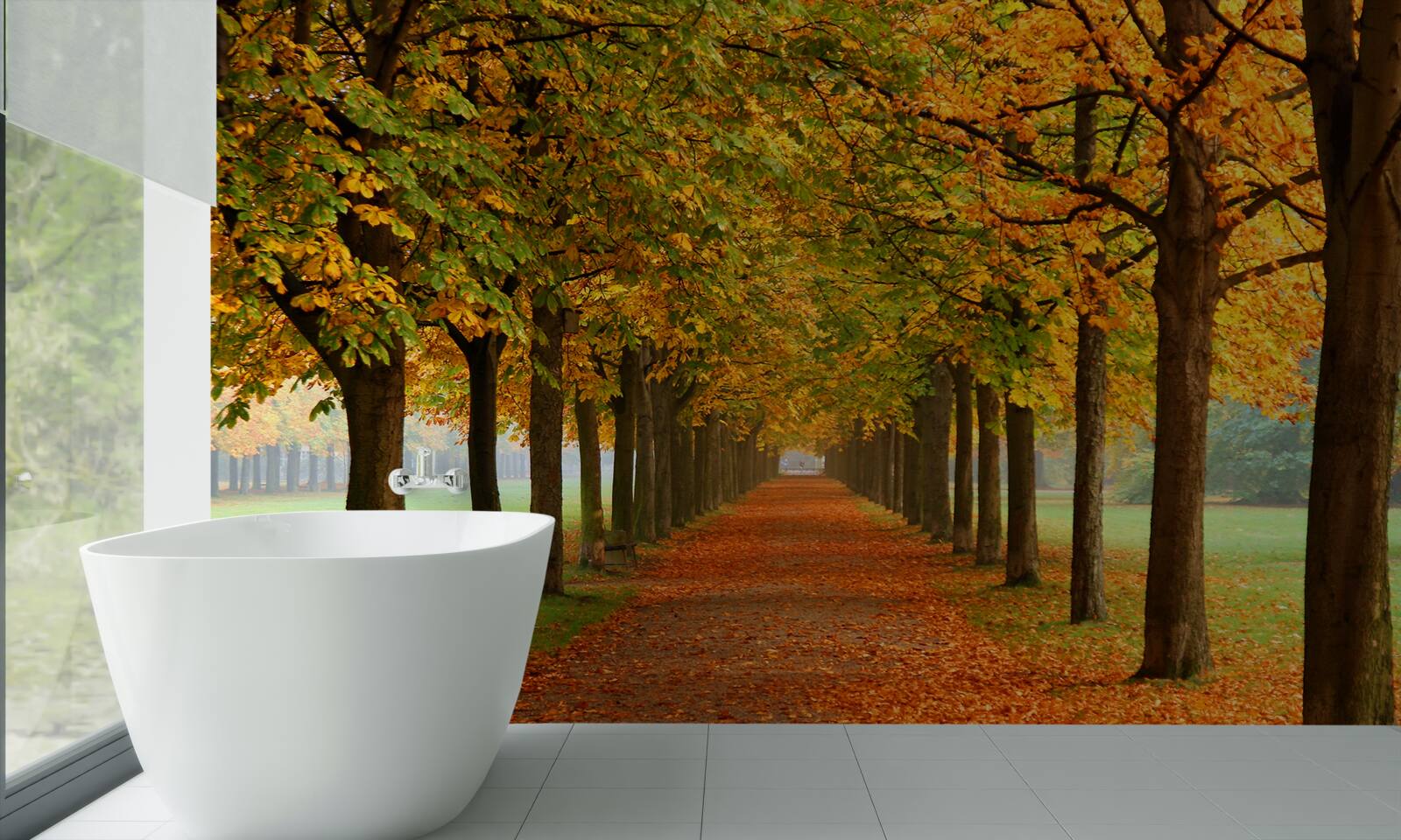 Papier peint chemin d'automne sans fin