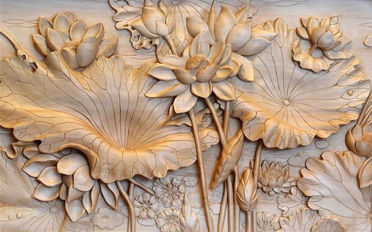 Papier peint composition de fleurs et de feuilles dans un arrangement ordonné