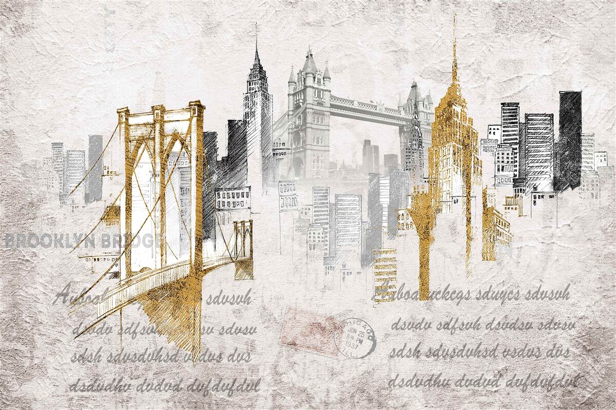 Papier peint abstrait new york en style vintage