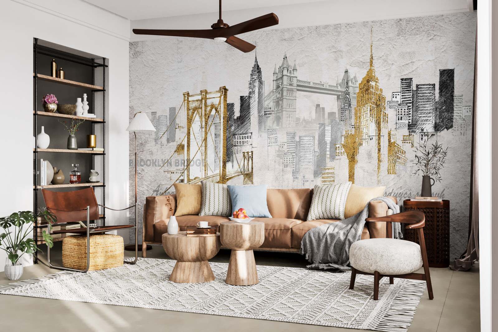 Papier peint abstrait new york en style vintage