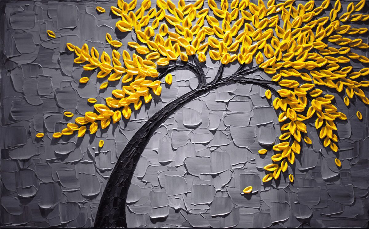 Papier peint les feuilles d'automne brillent dans des teintes jaunes vives