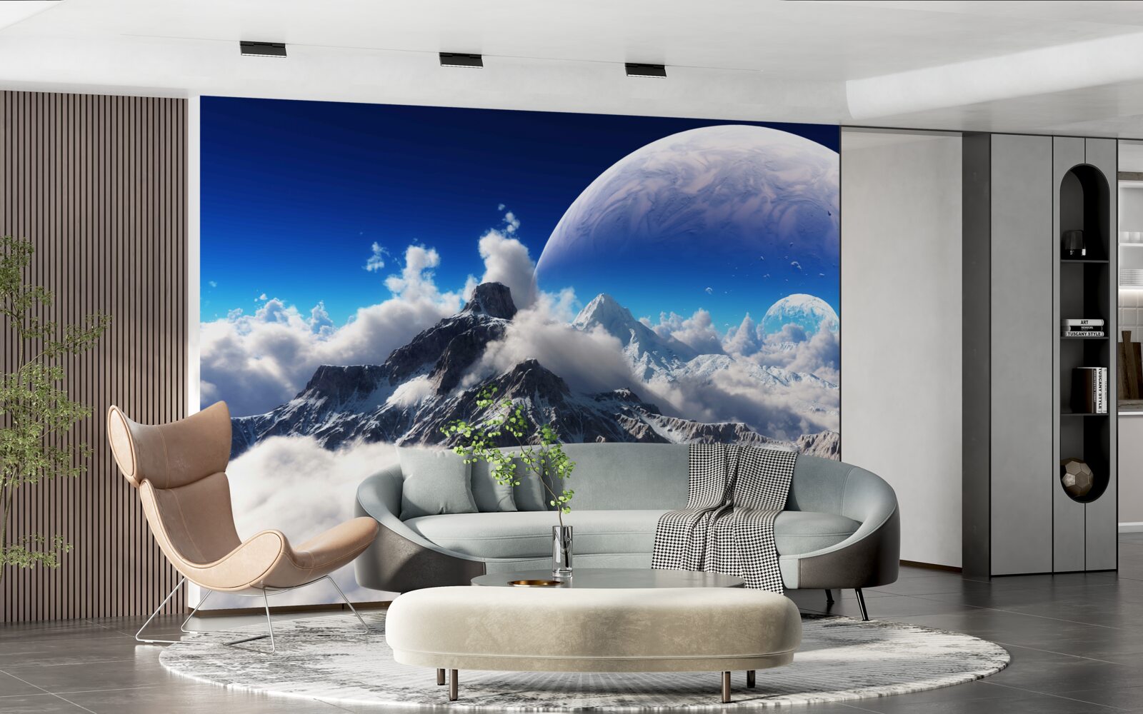 Papier peint le ciel nuageux au-dessus des montagnes est rempli de grandeur cosmique