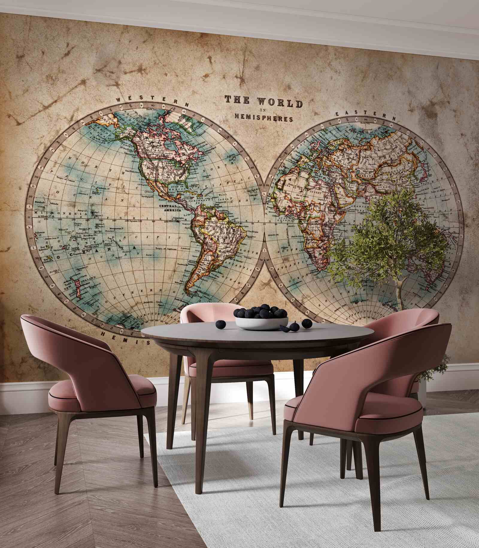 Papier peint atlas géographique ancien en deux volumes