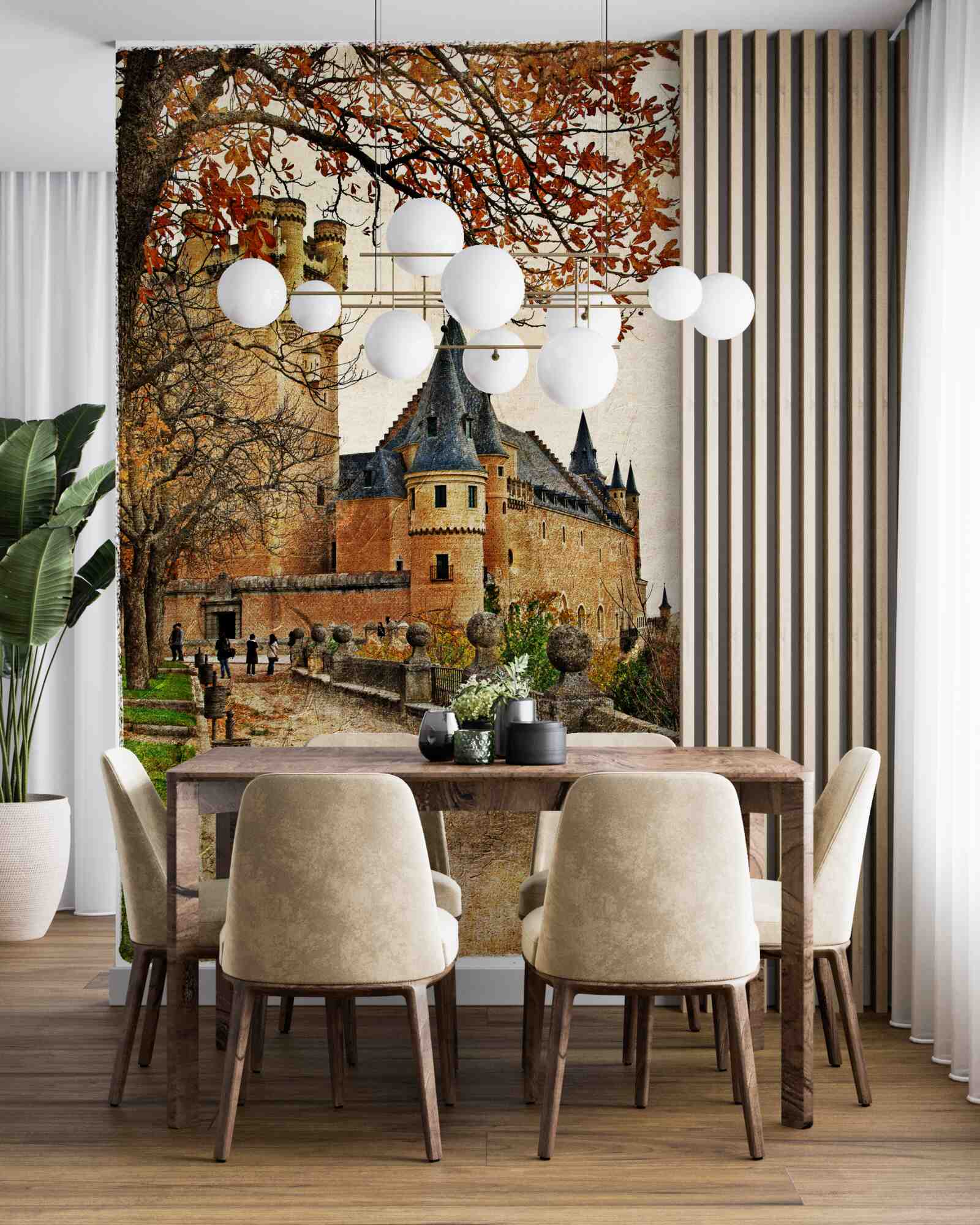 Papier peint Chemin de l'ancien château en automne