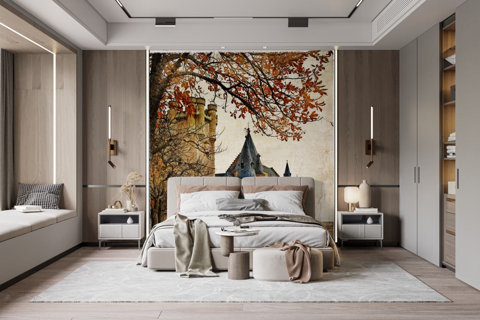 Papier peint Chemin de l'ancien château en automne