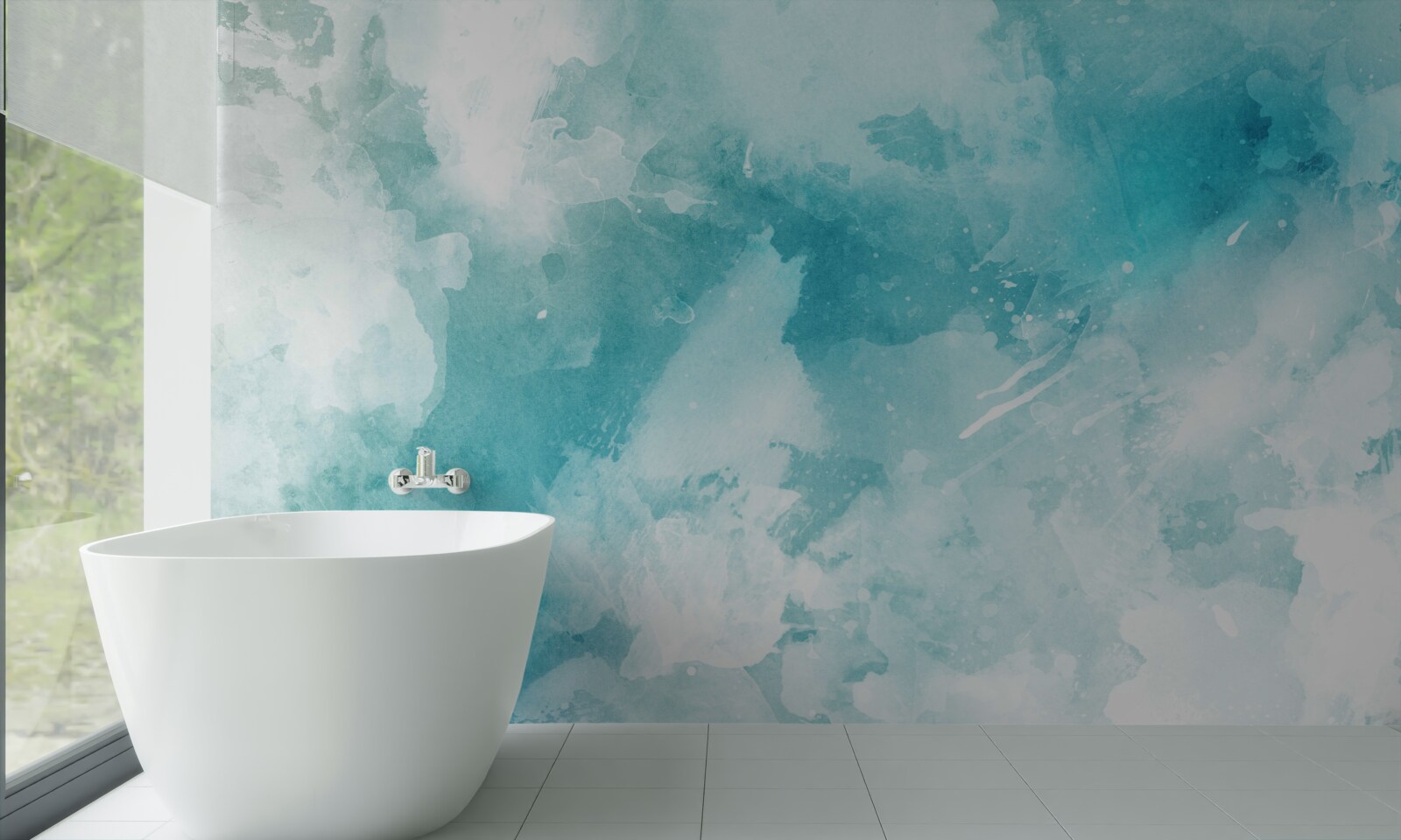 Papier peint peintures à l'eau dans la teinte du saphir royal