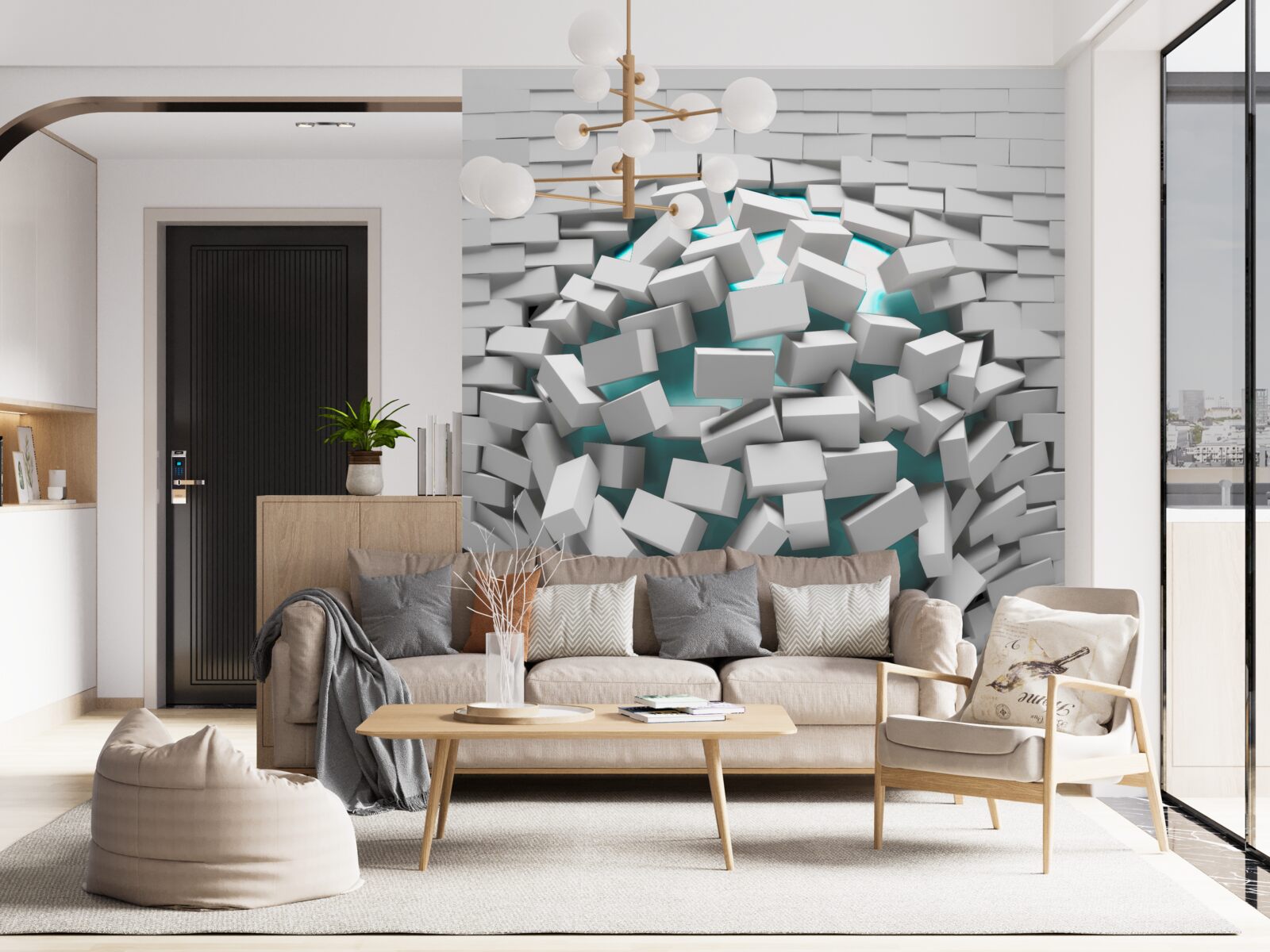 Papier peint les briques peintes en blanc s'écaillent