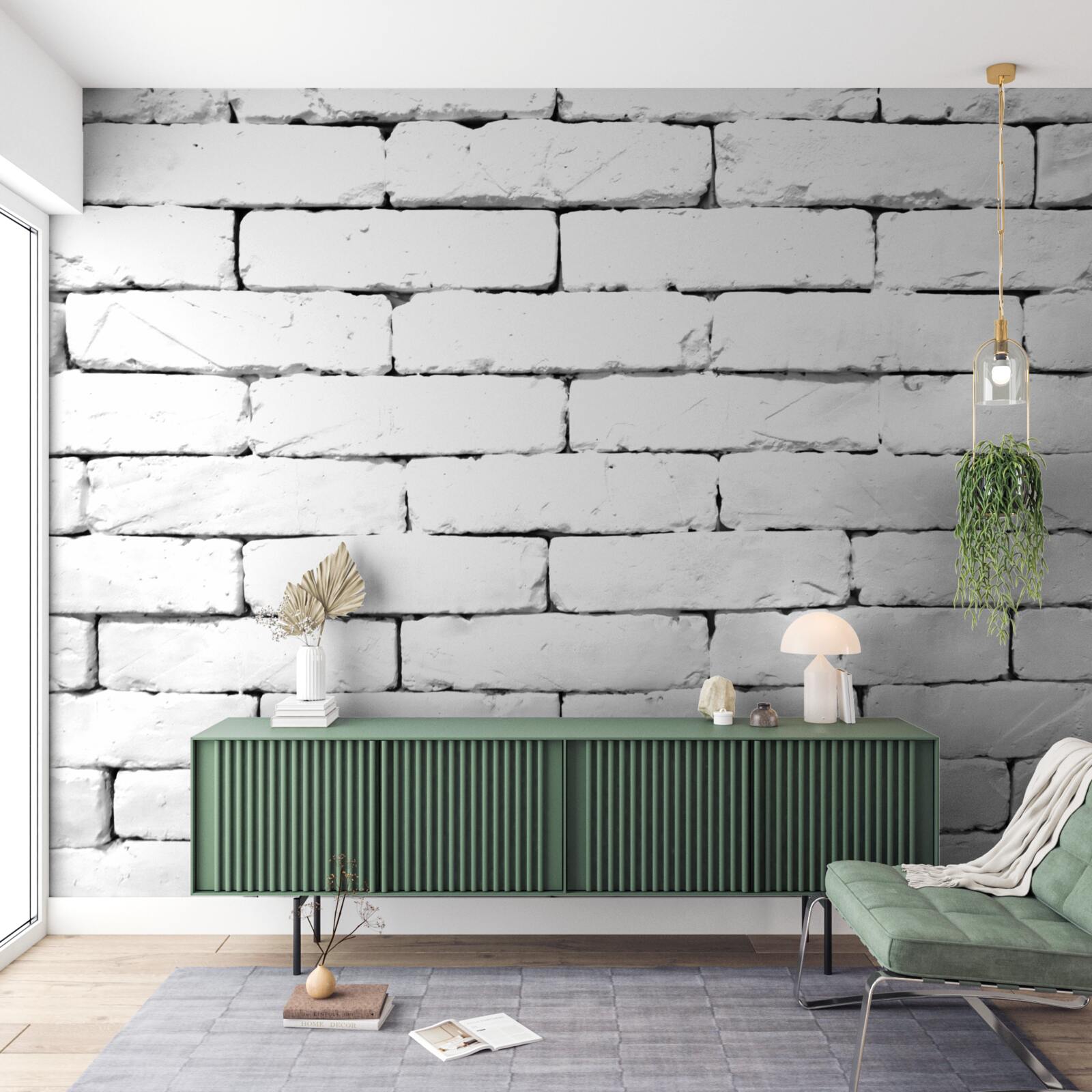 Papier peint Mur de briques, soigneusement travaillé en blanc