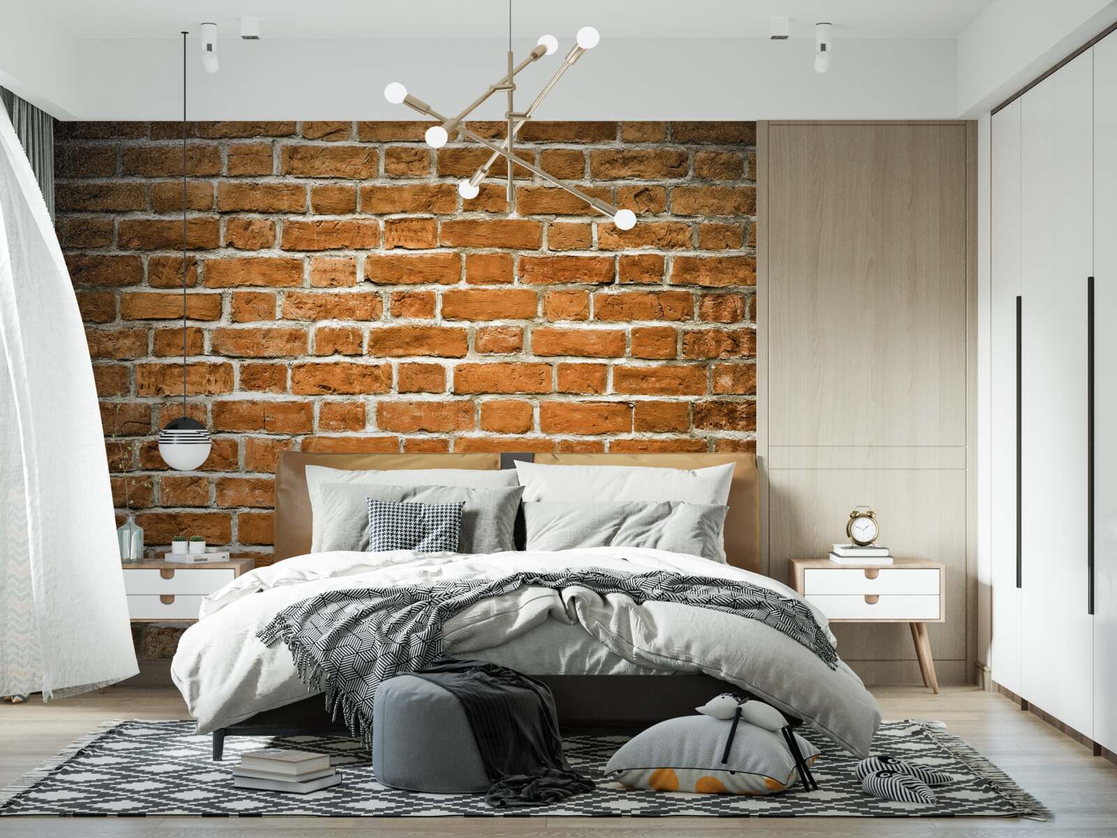 Papier peint mur de briques brunes