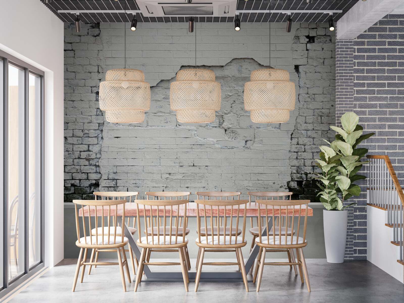 Papier peint mur de briques anciennes blanc neige