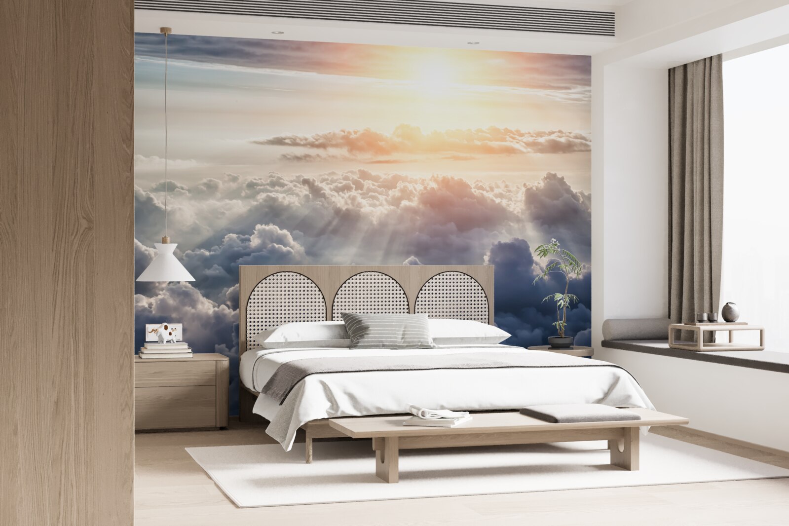 Papier peint lever de soleil sur des nuages denses
