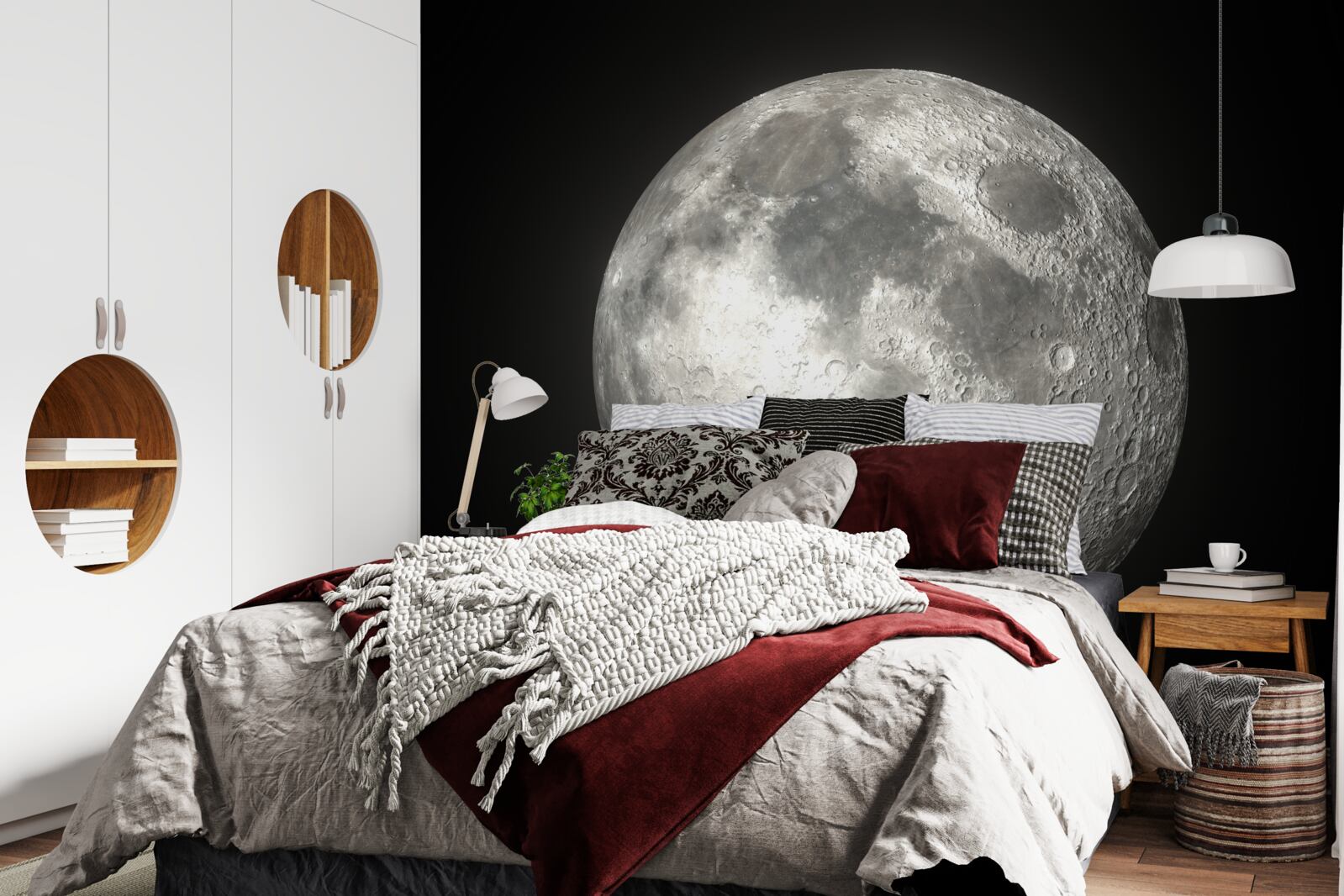 Papier peint le fond noir est orné d'une pleine lune sans pareille
