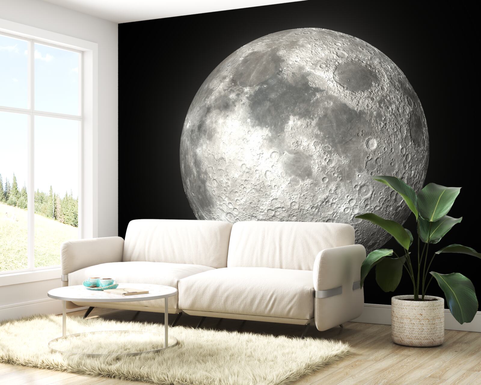 Papier peint le fond noir est orné d'une pleine lune sans pareille