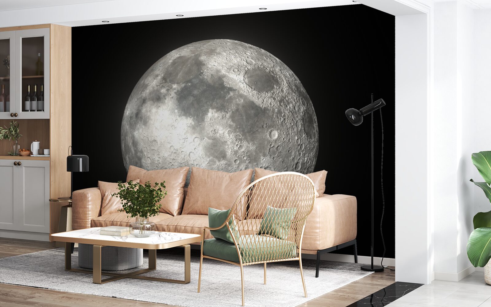Papier peint le fond noir est orné d'une pleine lune sans pareille